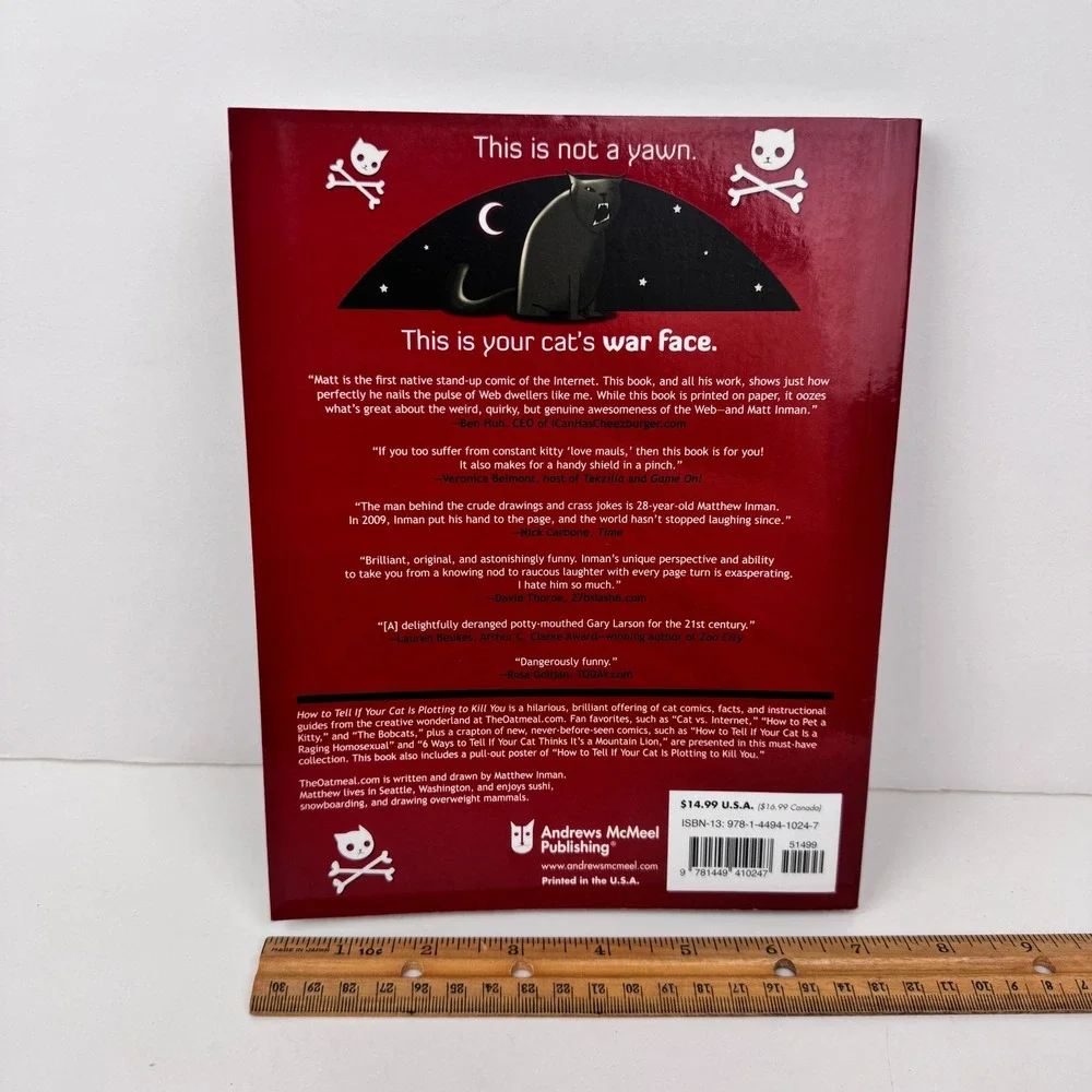 Softcover Oatmeal How to Tell your Cats Plotting to Kill You Funny Book w Poster